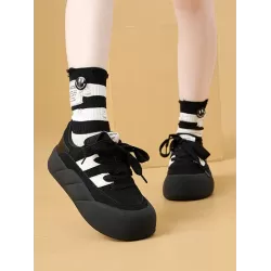 Lace-Up Round-Toe Split-Joint Flat Shoes