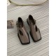 Buckle Hollow Split-Joint Square-Toe Loafers Flat Shoes