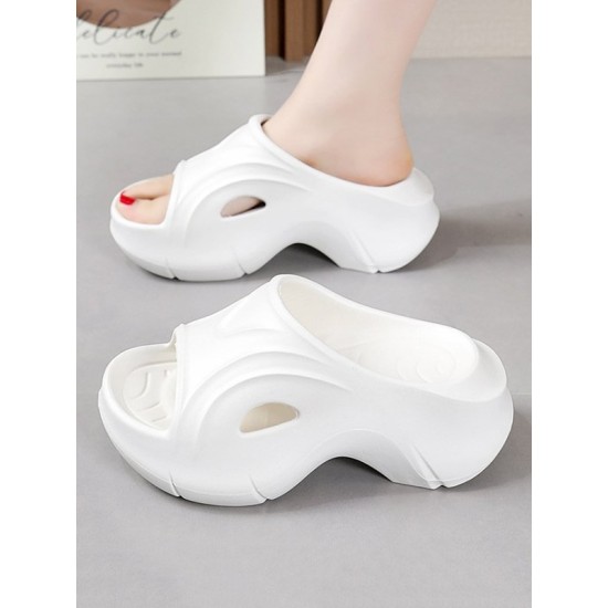 Hollow Solid Color Slippers Platform Shoes