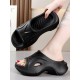 Hollow Solid Color Slippers Platform Shoes