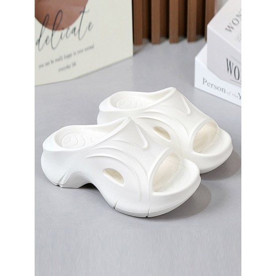 Hollow Solid Color Slippers Platform Shoes