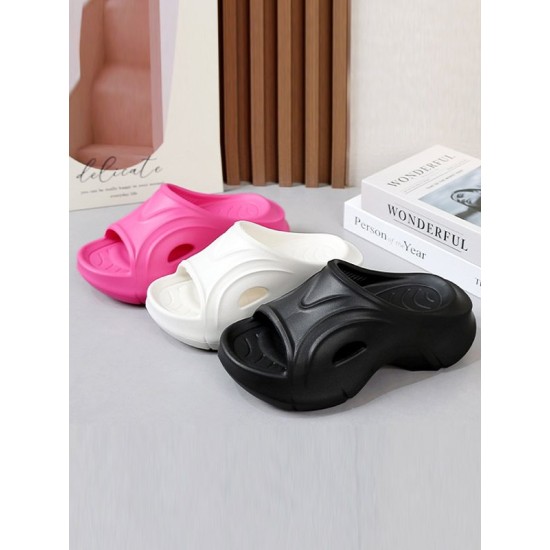 Hollow Solid Color Slippers Platform Shoes