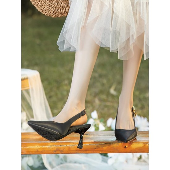 Chains Pointed-Toe Split-Joint Sling Shoes Sandals