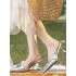 Pleated Pointed-Toe Split-Joint Sling Shoes Sandals