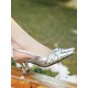 Pleated Pointed-Toe Split-Joint Sling Shoes Sandals