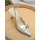 Pleated Pointed-Toe Split-Joint Sling Shoes Sandals