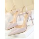 Belt Buckle Pointed-Toe Shiny Split-Joint Sandals Pumps