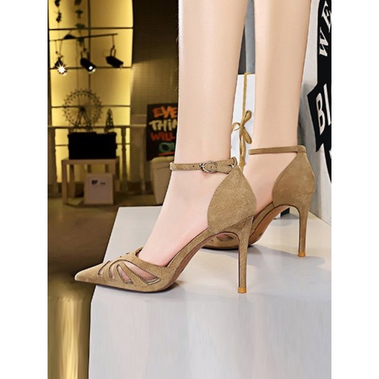 Hollow Pointed-Toe Split-Joint Pumps Sandals