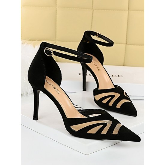 Hollow Pointed-Toe Split-Joint Pumps Sandals