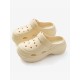 Hollow Round-Toe Solid Color Slippers Sandals Crocs