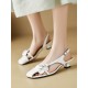 Belt Buckle Flower Shape Hollow Split-Joint Square-Toe Sandals