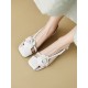 Belt Buckle Flower Shape Hollow Split-Joint Square-Toe Sandals