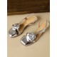 Belt Buckle Flower Shape Hollow Split-Joint Square-Toe Sandals