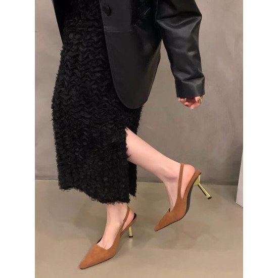 Hollow Pointed-Toe Split-Joint Sling Shoes Sandals Pumps