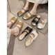 Contrast Color Shallow Cut Split-Joint Square-Toe Slippers&Mules Mary Janes Flats