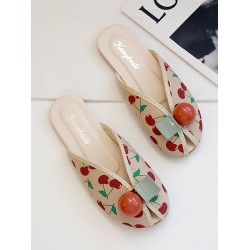 Open Toe Printed Round-Toe Split-Joint Slippers