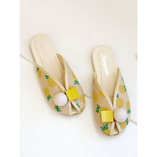 Open Toe Printed Round-Toe Split-Joint Slippers