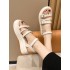 Belt Buckle Lace-Up Round-Toe Split-Joint Sandals Platform Shoes