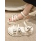 Belt Buckle Lace-Up Round-Toe Split-Joint Sandals Platform Shoes