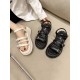 Belt Buckle Lace-Up Round-Toe Split-Joint Sandals Platform Shoes