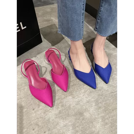 Pointed-Toe Split-Joint Sling Shoes Pumps Sandals