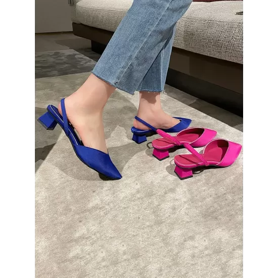 Pointed-Toe Split-Joint Sling Shoes Pumps Sandals