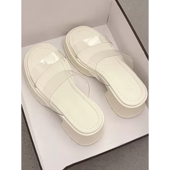 Open Toe Round-Toe Split-Joint Transparent Slippers Pumps Sandals