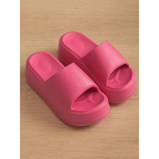 Open Toe Round-Toe Solid Color Slippers