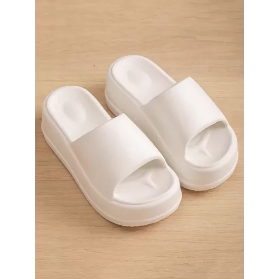 Open Toe Round-Toe Solid Color Slippers