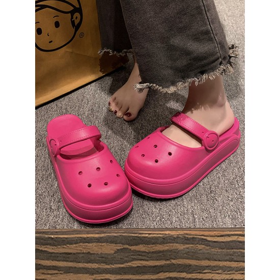 Hollow Round-Toe Solid Color Slippers Sandals