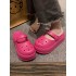 Hollow Round-Toe Solid Color Slippers Sandals