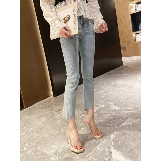 Open Toe Transparent Sandals Platform Shoes