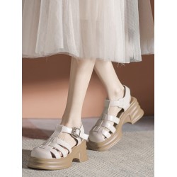 Hollow Round-Toe Sandals Platform Shoes Gladiators