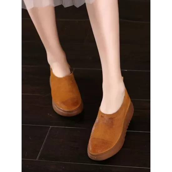 Simple Style Cowhide Soft Shoes