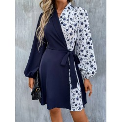 Casual A-Line Patchwork Dress