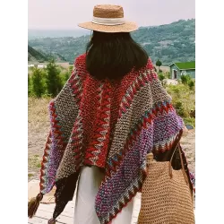 Casual Loose Tasseled Patchwork Shawl&Cloak