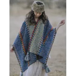 Casual Loose Tasseled Patchwork Shawl&Cloak