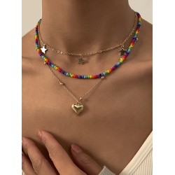 Original Contrast Color Beads Geometric Necklace