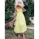 Women's Yellow Sling Dress High Waist Sleeveless Long Swing Dress