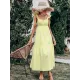 Women's Yellow Sling Dress High Waist Sleeveless Long Swing Dress