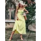 Women's Yellow Sling Dress High Waist Sleeveless Long Swing Dress