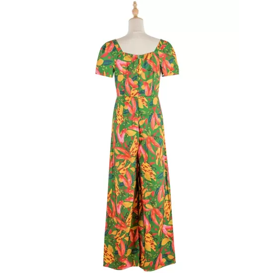 Fashion Square Neck Floral Jumpsuit