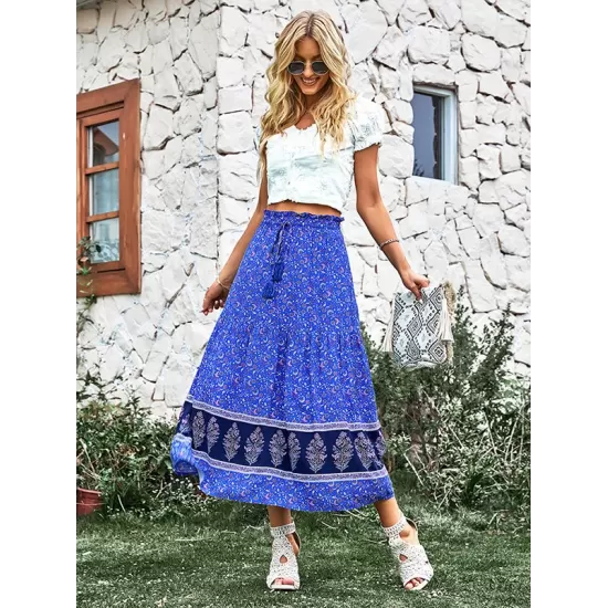 Boho Casual Vacation Elegant Floral Skirt