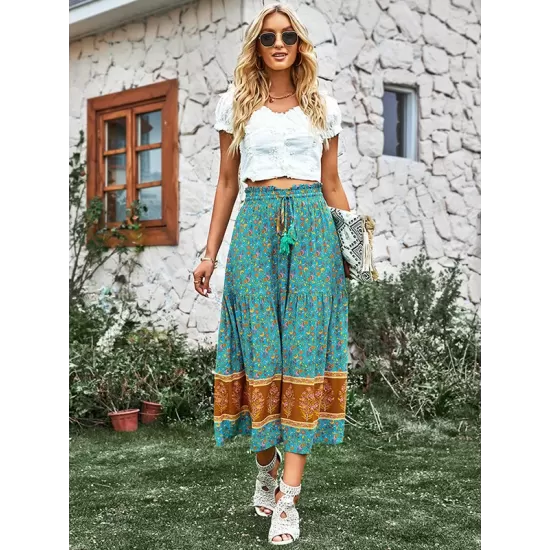 Boho Casual Vacation Elegant Floral Skirt