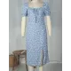 Women's Floral Temperament Commuter French Square Neck Slit Dress