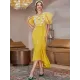 Yellow Mesh Panel Dress