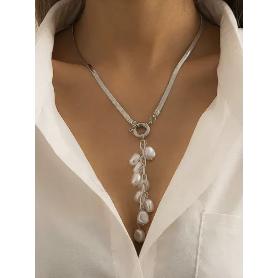 Original Pearl Pendant Geometric Necklace