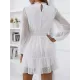 White Lace Trim Long Sleeve Ladies Dress