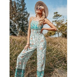 Women Loose Floral Bohemia Jumpsuit