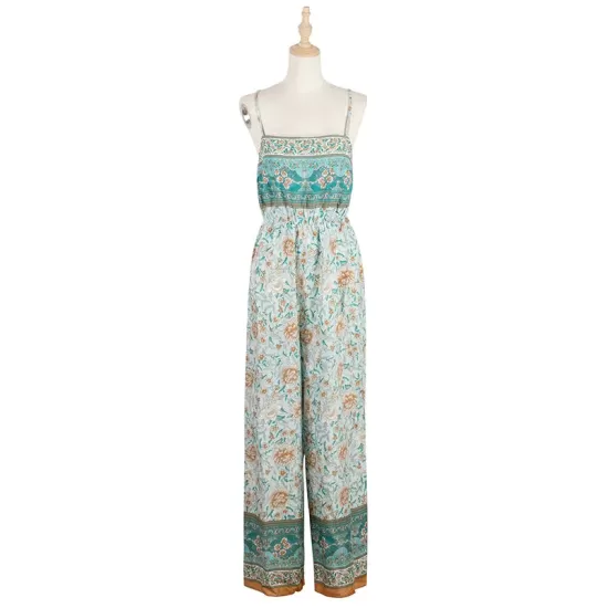 Women Loose Floral Bohemia Jumpsuit